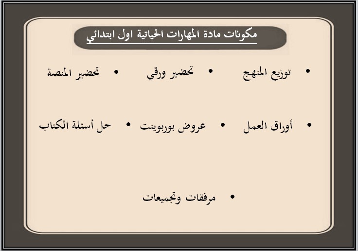 ورق عمل للمهارات الحياتية و الأسرية أول ابتدائي فصل أول