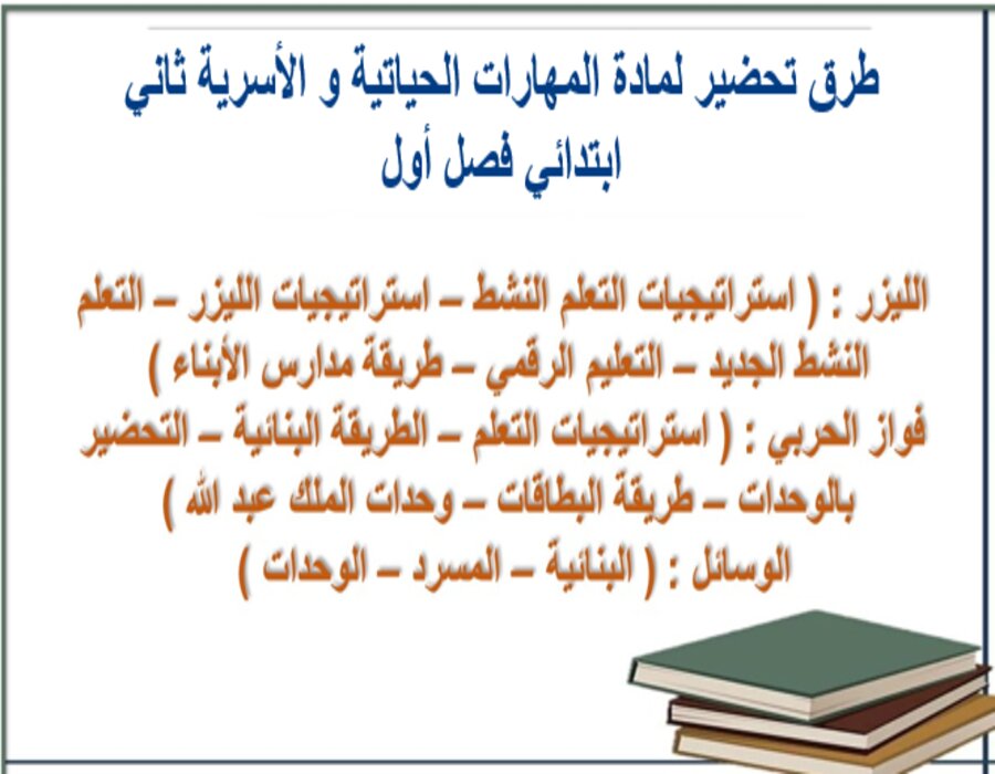ورق عمل لمادة المهارات الحياتية و الأسرية ثاني ابتدائي فصل أول