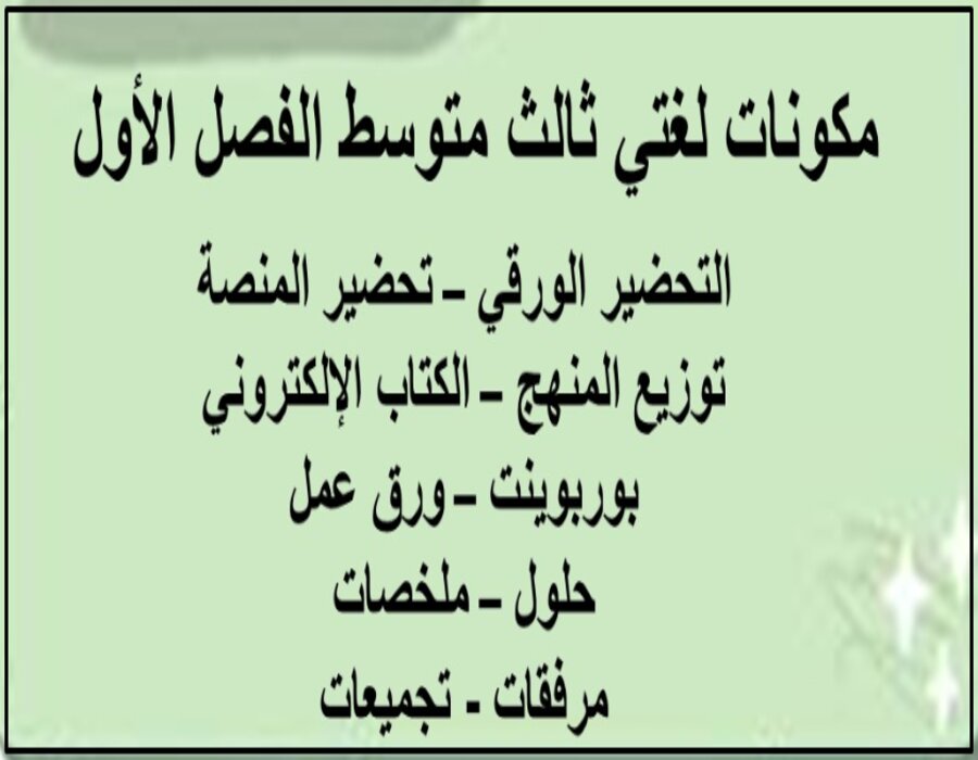 أوراق عمل لغتي ثالث متوسط الفصل الأول