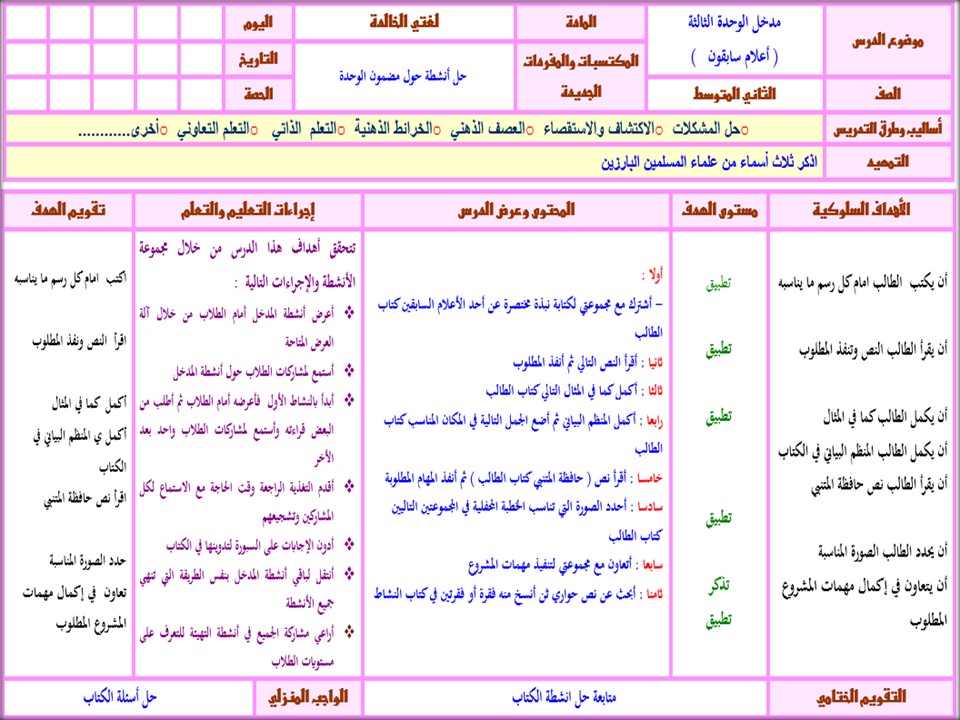 أوراق عمل لغتي ثاني متوسط الفصل الثاني