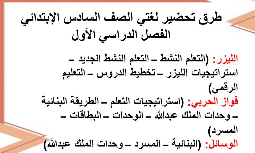 أوراق عمل لغتي سادس ابتدائي الفصل الأول 