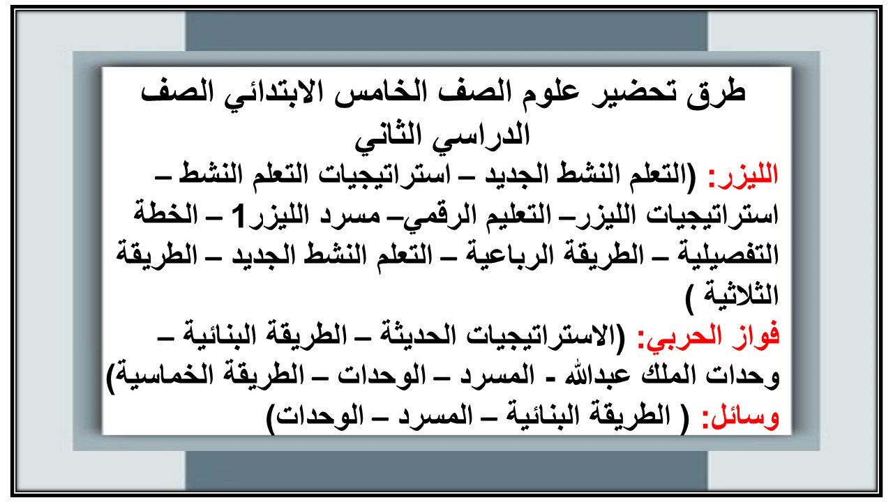 اختبار علوم الصف الخامس الابتدائي الصف الدراسي الثاني