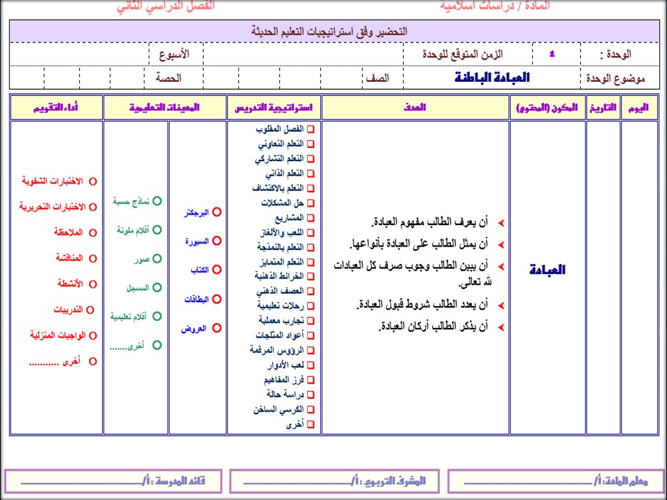 اختبار مادة الدراسات الإسلامية الصف الأول متوسط الفصل الثاني
