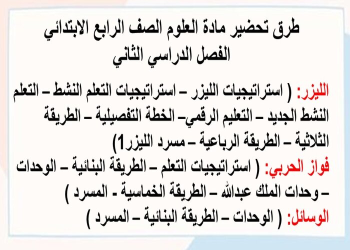 اختبار مادة العلوم للصف الرابع الابتدائي فصل ثاني