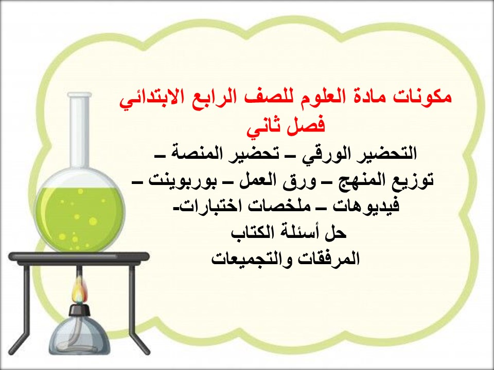 اختبار مادة العلوم للصف الرابع الابتدائي فصل ثاني