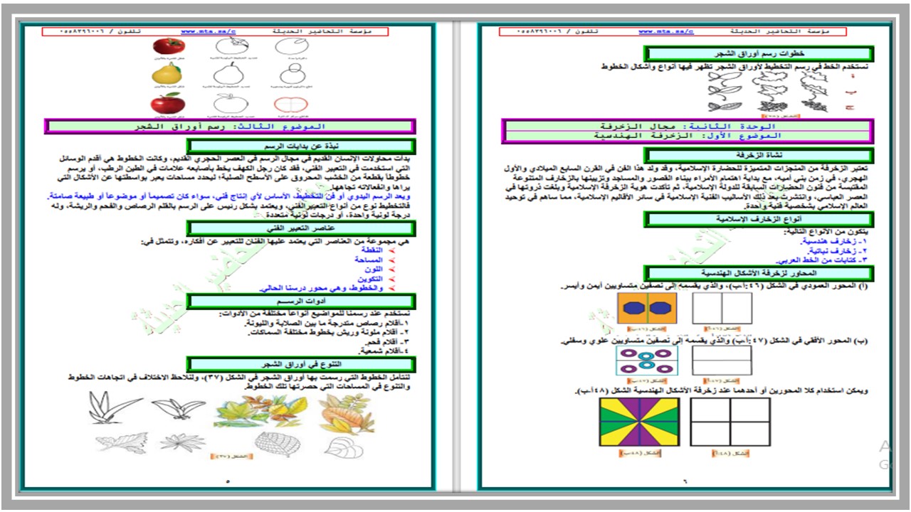 اختبار ماده التربية الفنية للصف الرابع الابتدائي فصل أول 