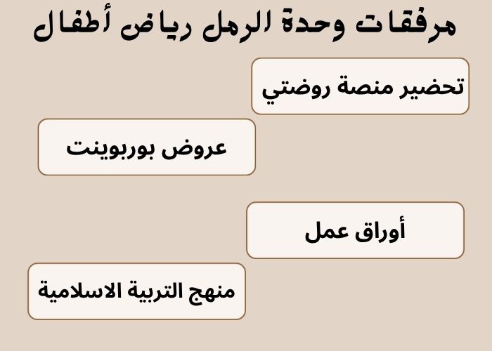 التخطيط الأسبوعي لوحدة الرمل رياض أطفال