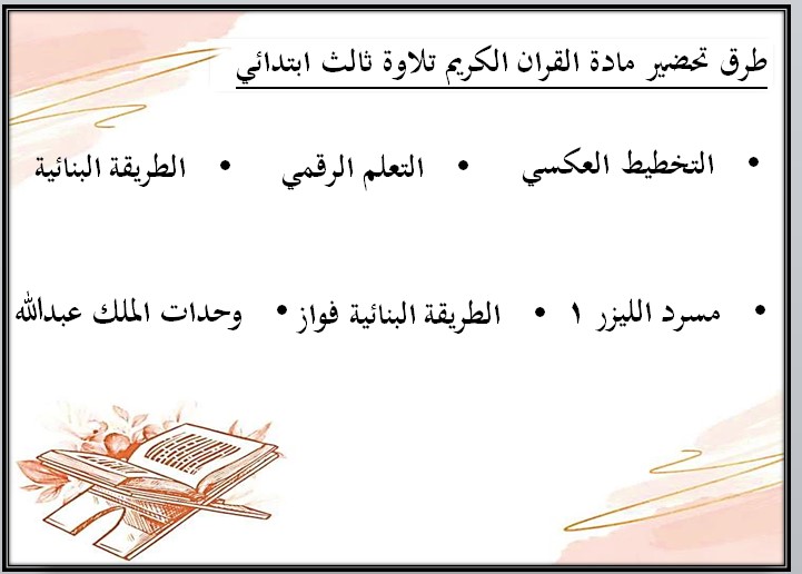 بوربوينت القرآن الكريم تلاوة ثالث ابتدائي فصل أول