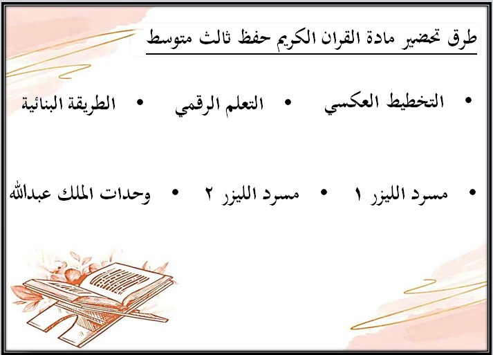 بوربوينت القرآن الكريم حفظ ثالث متوسط الفصل الأول