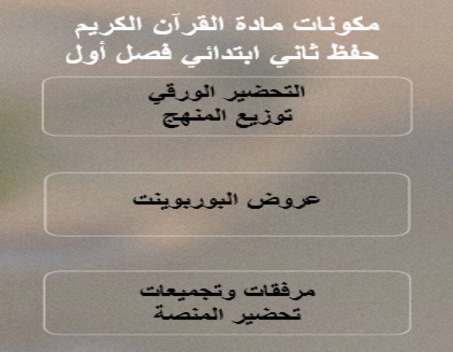 بوربوينت القرآن الكريم حفظ ثاني ابتدائي فصل أول