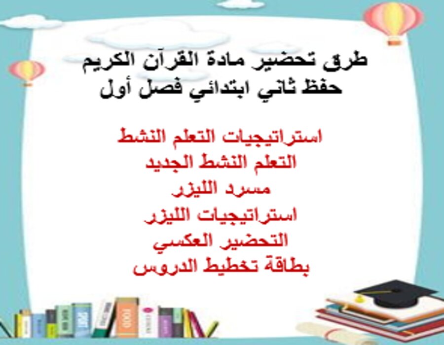 بوربوينت القرآن الكريم حفظ ثاني ابتدائي فصل أول