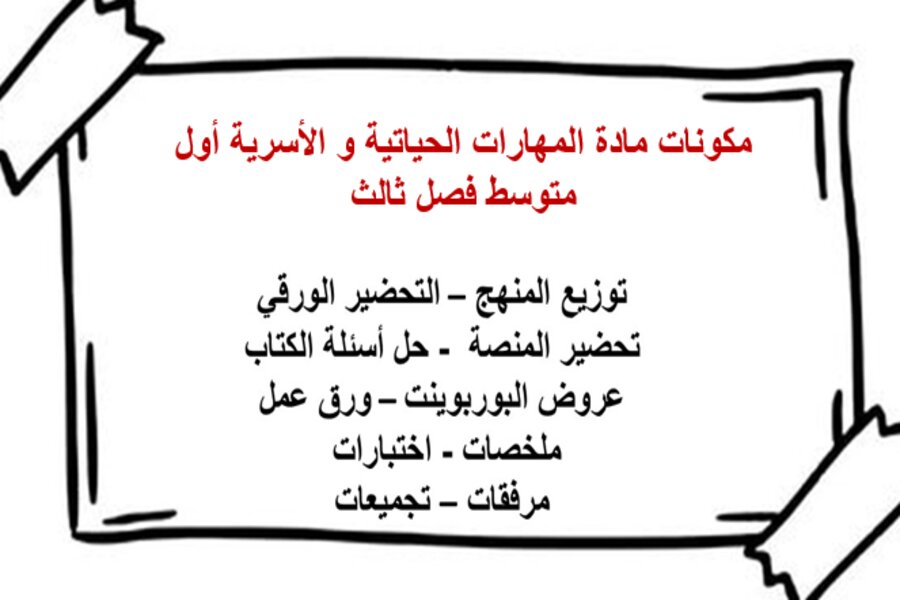 بوربوينت المهارات الحياتية و الأسرية أول متوسط فصل ثالث