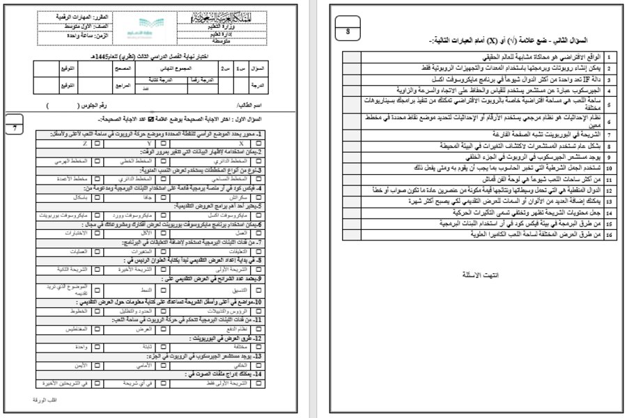 بوربوينت المهارات الرقمية أول متوسط الفصل الثالث