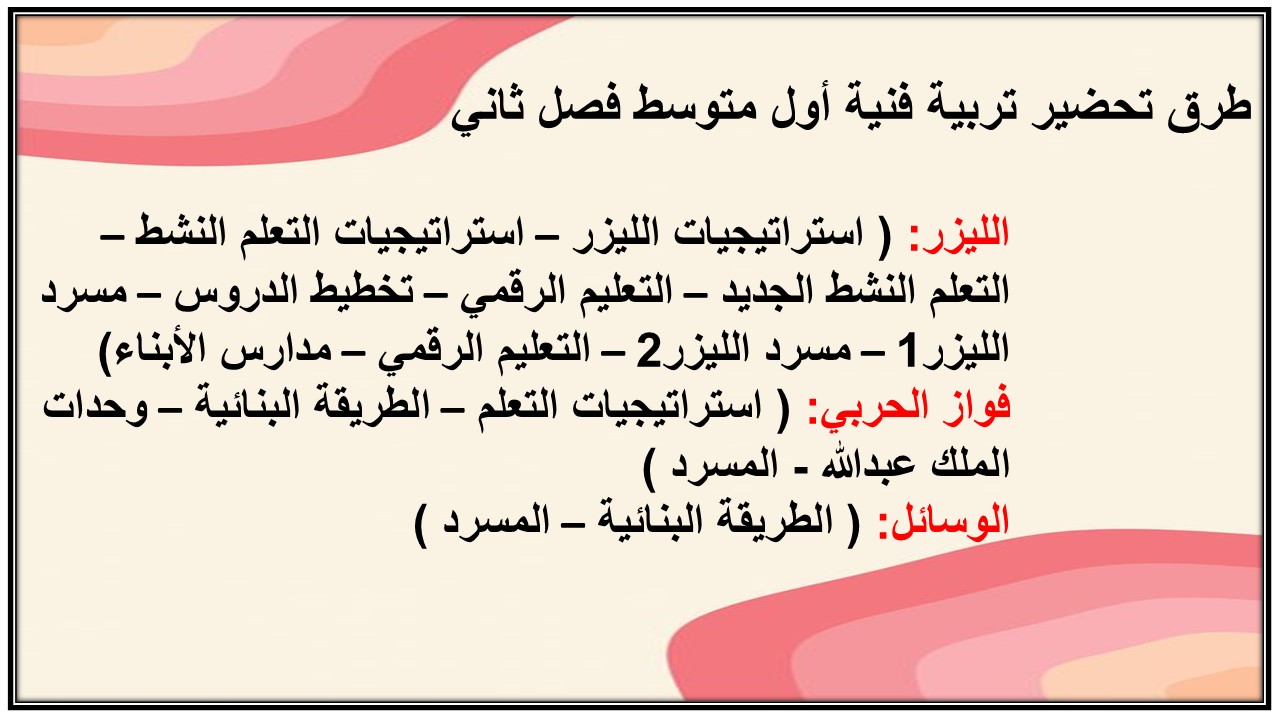 بوربوينت تربية فنية أول متوسط فصل ثاني