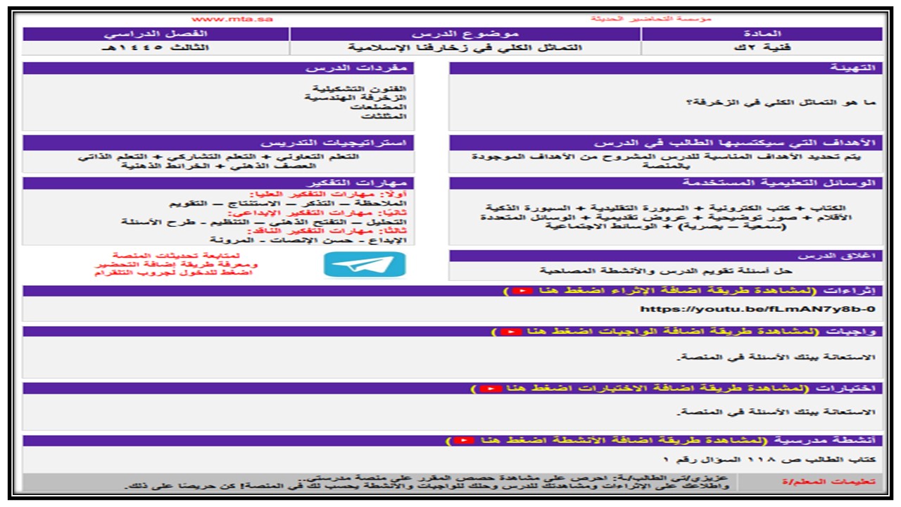 بوربوينت تربية فنية الصف الثاني التعليم المستمر الفصل الثالث