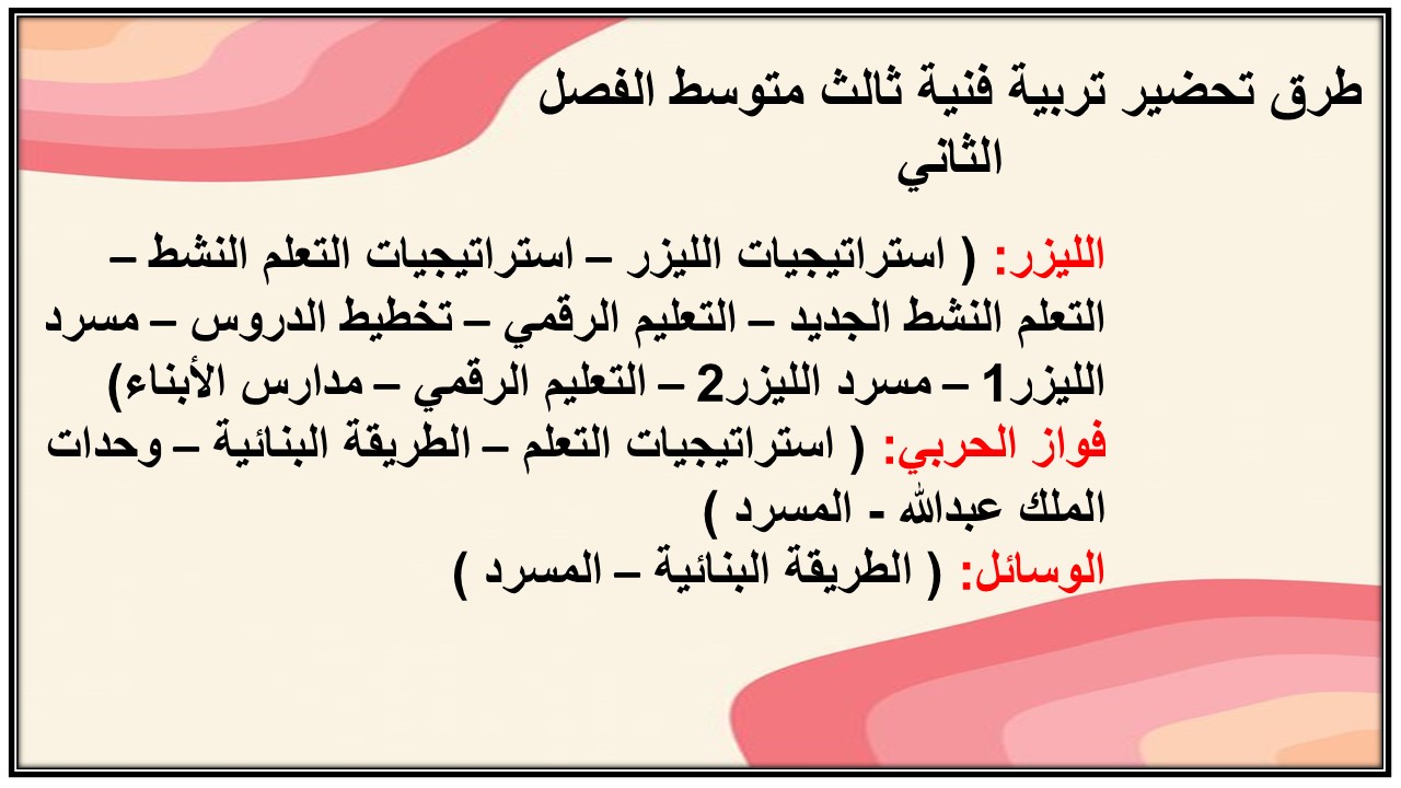 بوربوينت تربية فنية ثالث متوسط الفصل الثاني