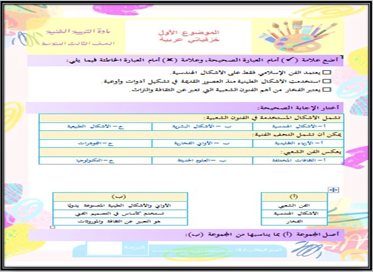 بوربوينت تربية فنية ثالث متوسط الفصل الثاني
