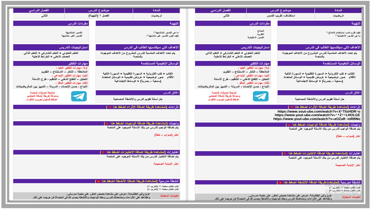 بوربوينت رياضيات سادس ابتدائي الفصل الثاني