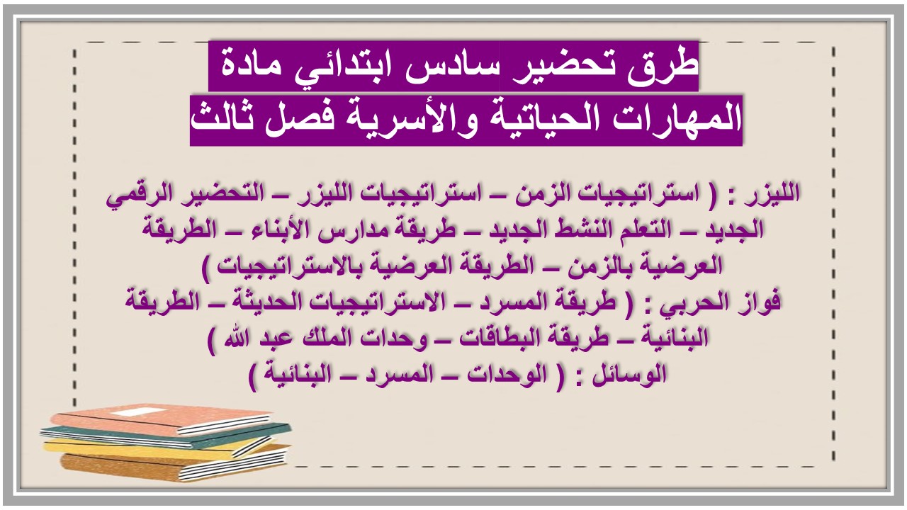بوربوينت سادس ابتدائي مادة المهارات الحياتية والأسرية فصل ثالث بوربوينت سادس ابتدائي مادة المهارات الحياتية والأسرية فصل ثالث