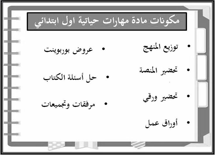 بوربوينت للمهارات الحياتية و الأسرية أول ابتدائي فصل ثانى