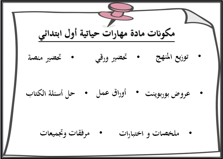 بوربوينت للمهارات الحياتية و الأسرية أول ابتدائي فصل ثانى