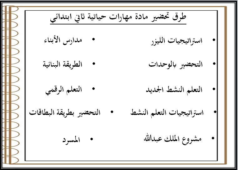 بوربوينت مادة المهارات الحياتية و الأسرية ثاني ابتدائي فصل ثاني طرق تحضير مادة المهارات الحياتية و الأسرية ثاني ابتدائي فصل ثاني