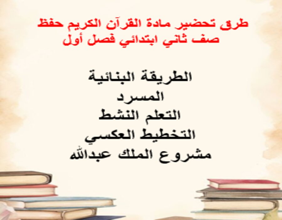 تحضير القرآن الكريم حفظ صف ثاني ابتدائي فصل أول