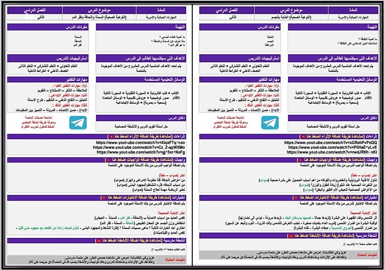 تحضير المهارات الحياتية والأسرية أول متوسط فصل ثانى