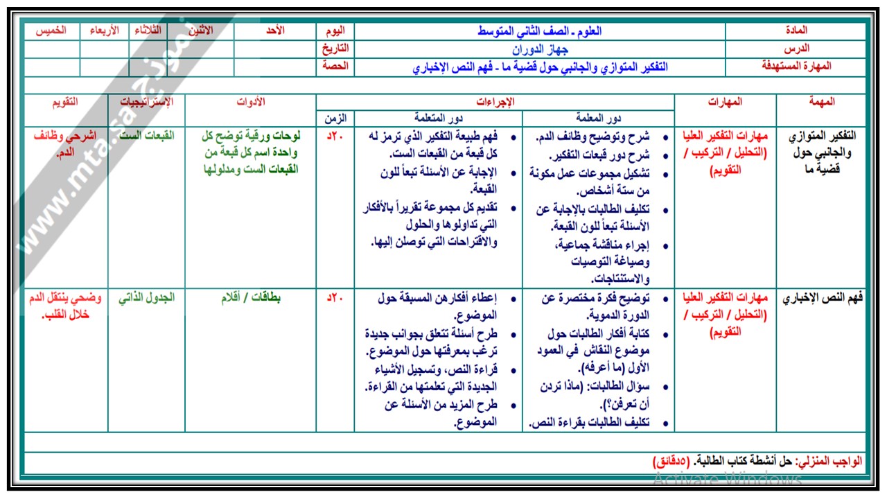 تحضير علوم ثاني متوسط الفصل الثاني