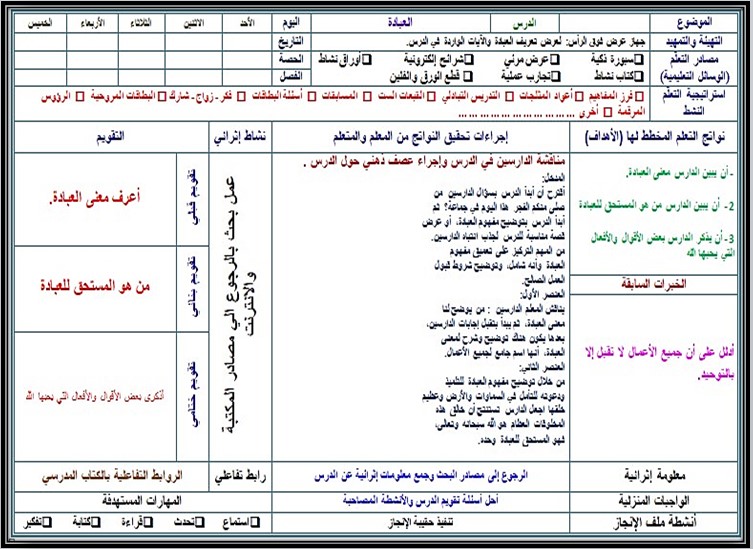 تحضير علوم دينية الصف الثاني التعليم المستمر الفصل الثاني