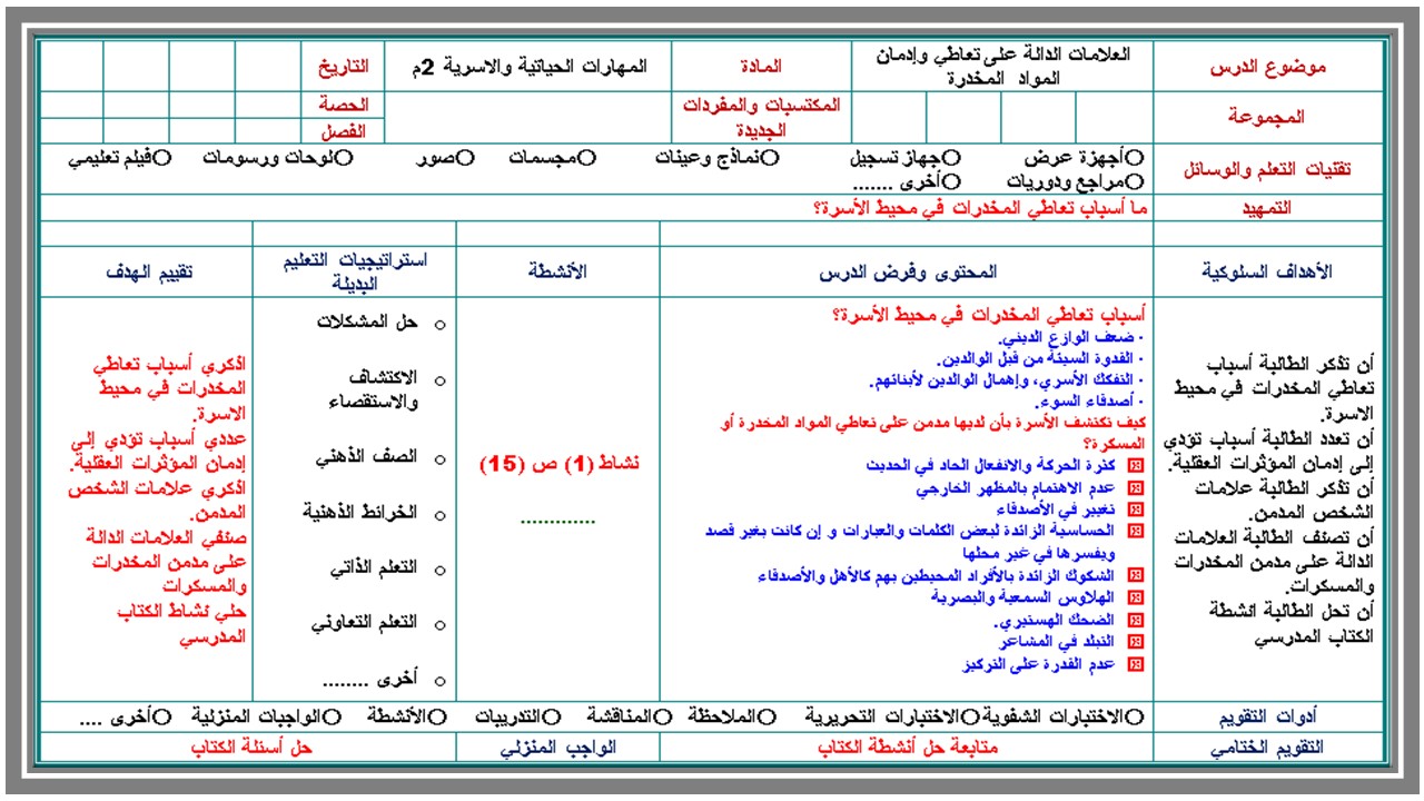 تحضير مادة المهارات الحياتية و الأسرية ثاني متوسط فصل ثالث تحضير مادة المهارات الحياتية و الأسرية ثاني متوسط فصل ثالث