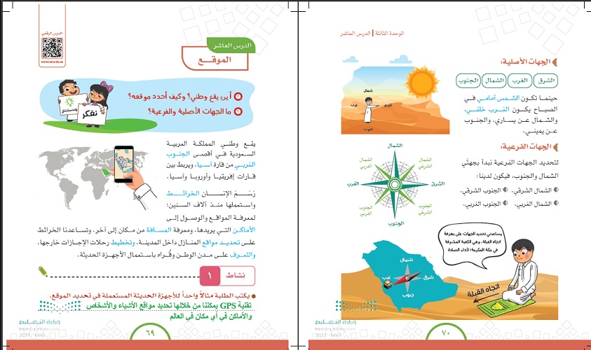 حددي موقع شبه الجزيرة العربية على الخريطة للصف الرابع الابتدائي