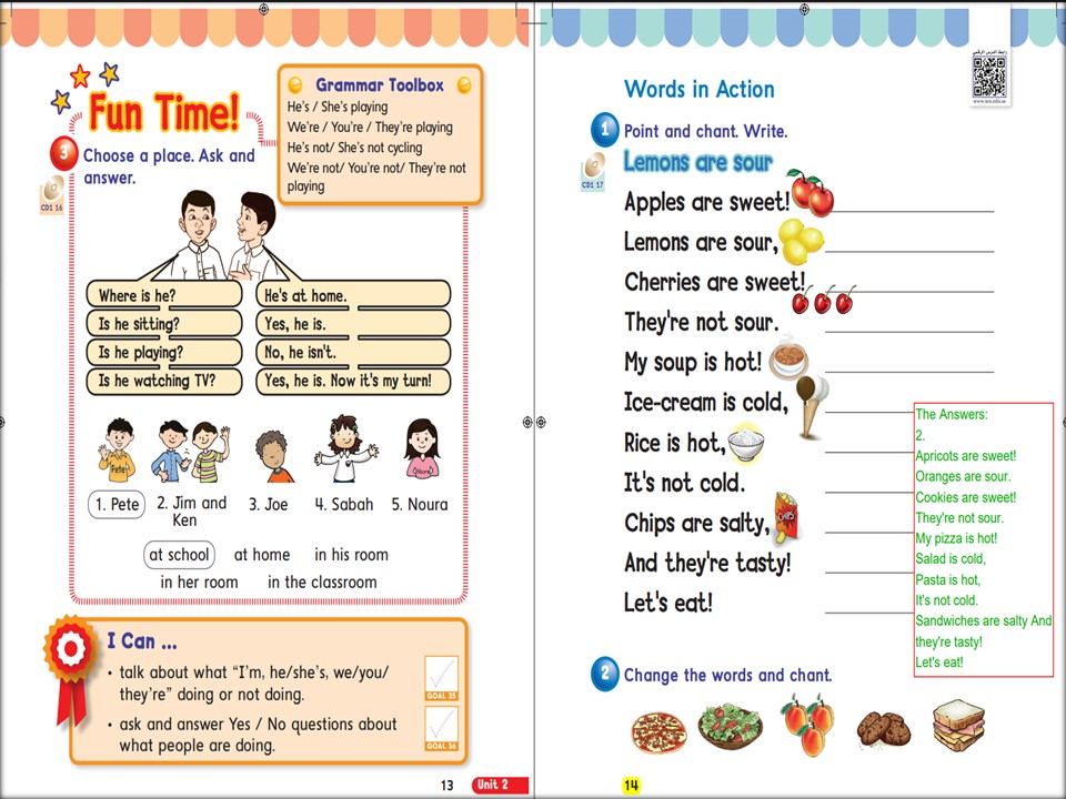 حل أسئلة WE CAN 2 الصف الاول الابتدائي الفصل الثاني