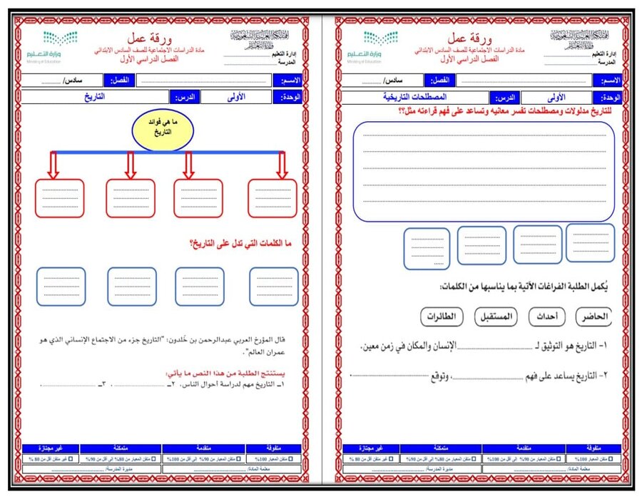 حل أسئلة اجتماعيات سادس ابتدائي فصل أول