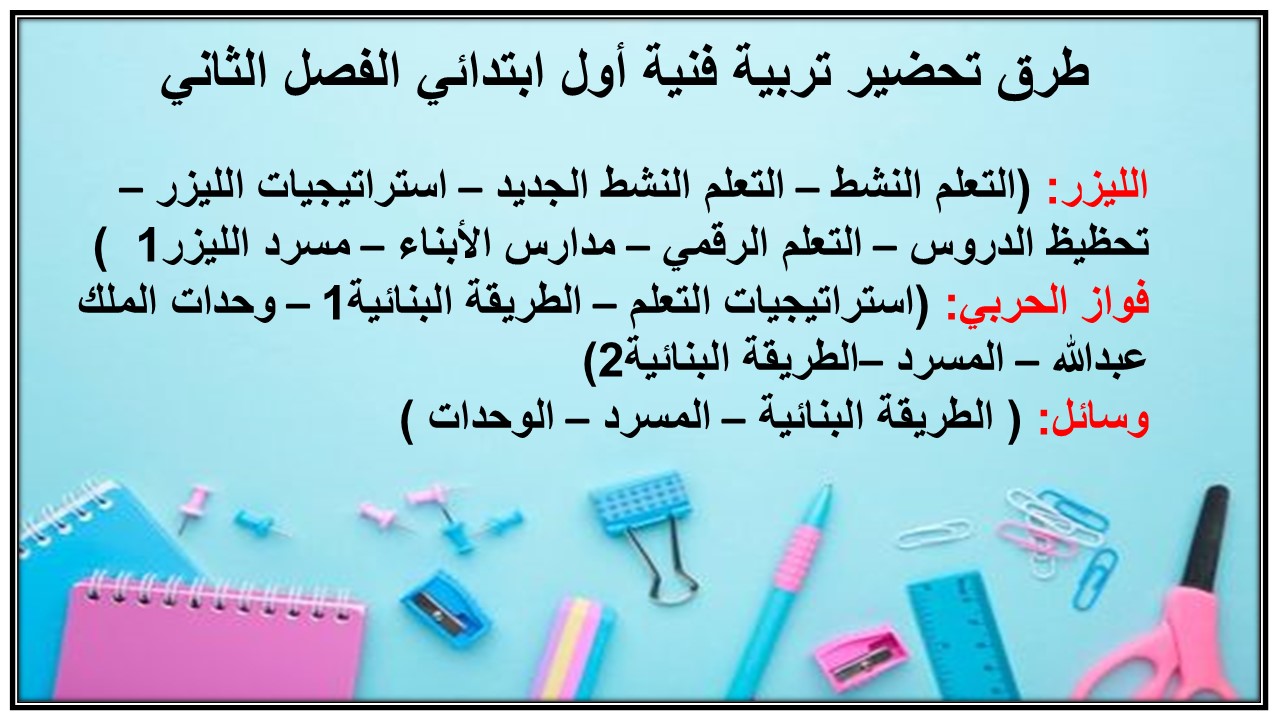 حل أسئلة تربية فنية أول ابتدائي الفصل الثاني