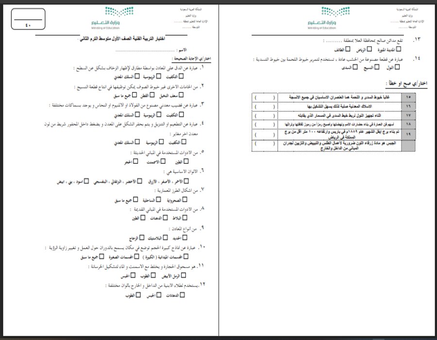 حل أسئلة تربية فنية أول متوسط الفصل الثاني  