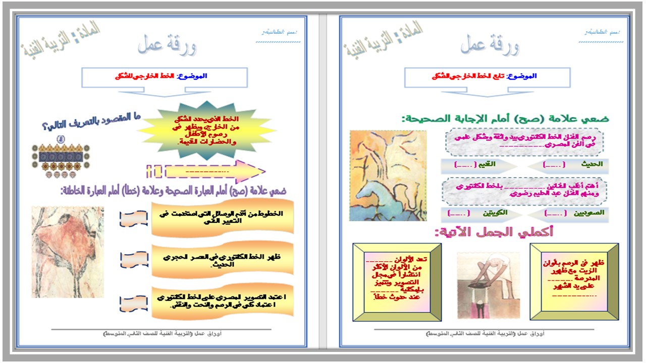 حل أسئلة تربية فنية ثاني متوسط الفصل الثاني 