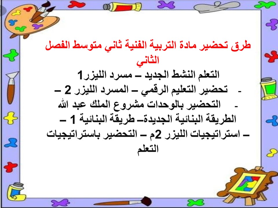 حل أسئلة تربية فنية ثاني متوسط الفصل الثاني