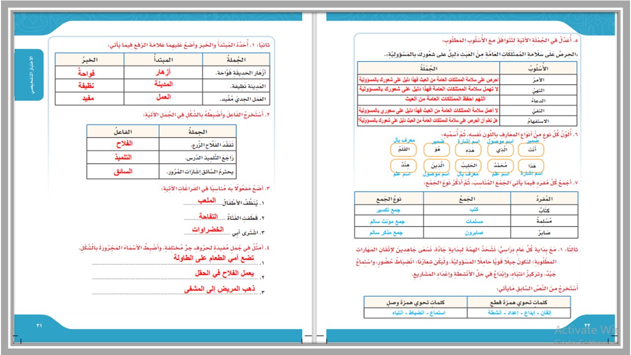 حل أسئلة لغتي خامس ابتدائي فصل أول
