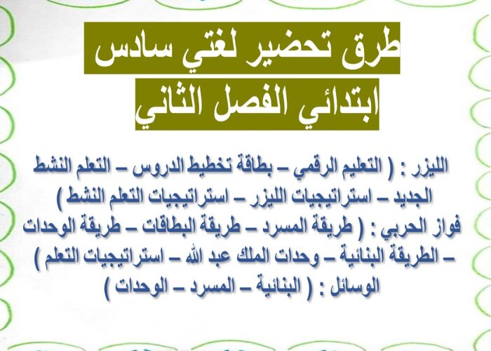 حل أسئلة لغتي سادس ابتدائي الفصل الثاني