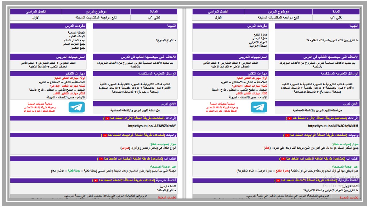 حل أسئلة لغتي سادس ابتدائي فصل أول