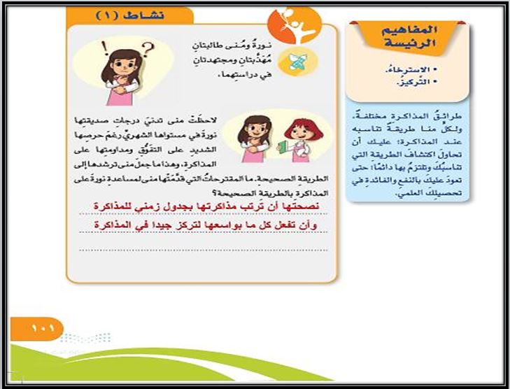 حل أسئلة مادة المهارات الحياتية و الأسرية خامس ابتدائي فصل ثانى