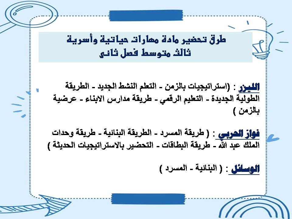 حل أسئلة مهارات حياتية وأسرية ثالث متوسط فصل ثانى