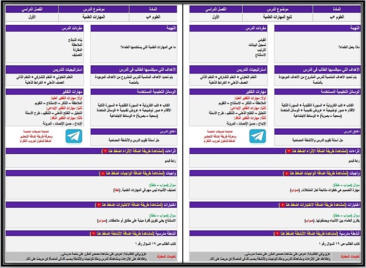 حل اسئلة علوم خامس ابتدائي فصل أول