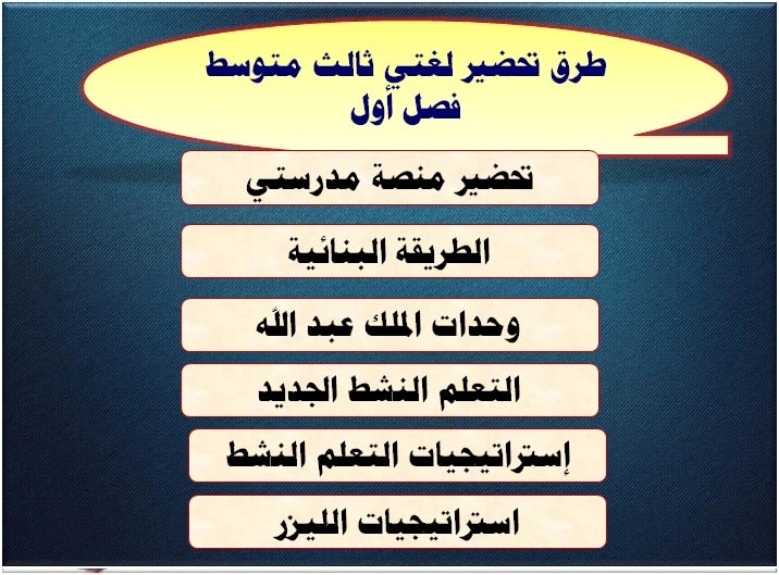 طرق تحضير لغتي ثالث متوسط فصل أول