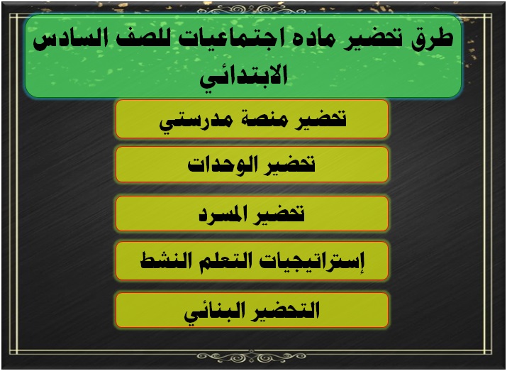 طرق تحضير ماده اجتماعيات للصف السادس الابتدائي