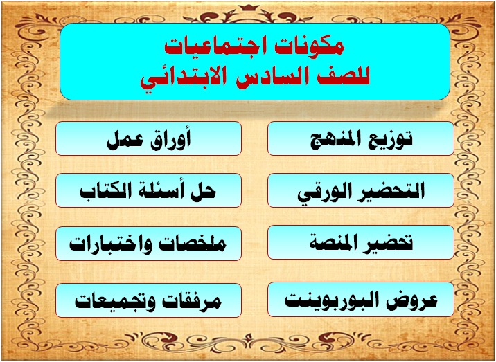 مكونات اجتماعيات للصف السادس الابتدائي