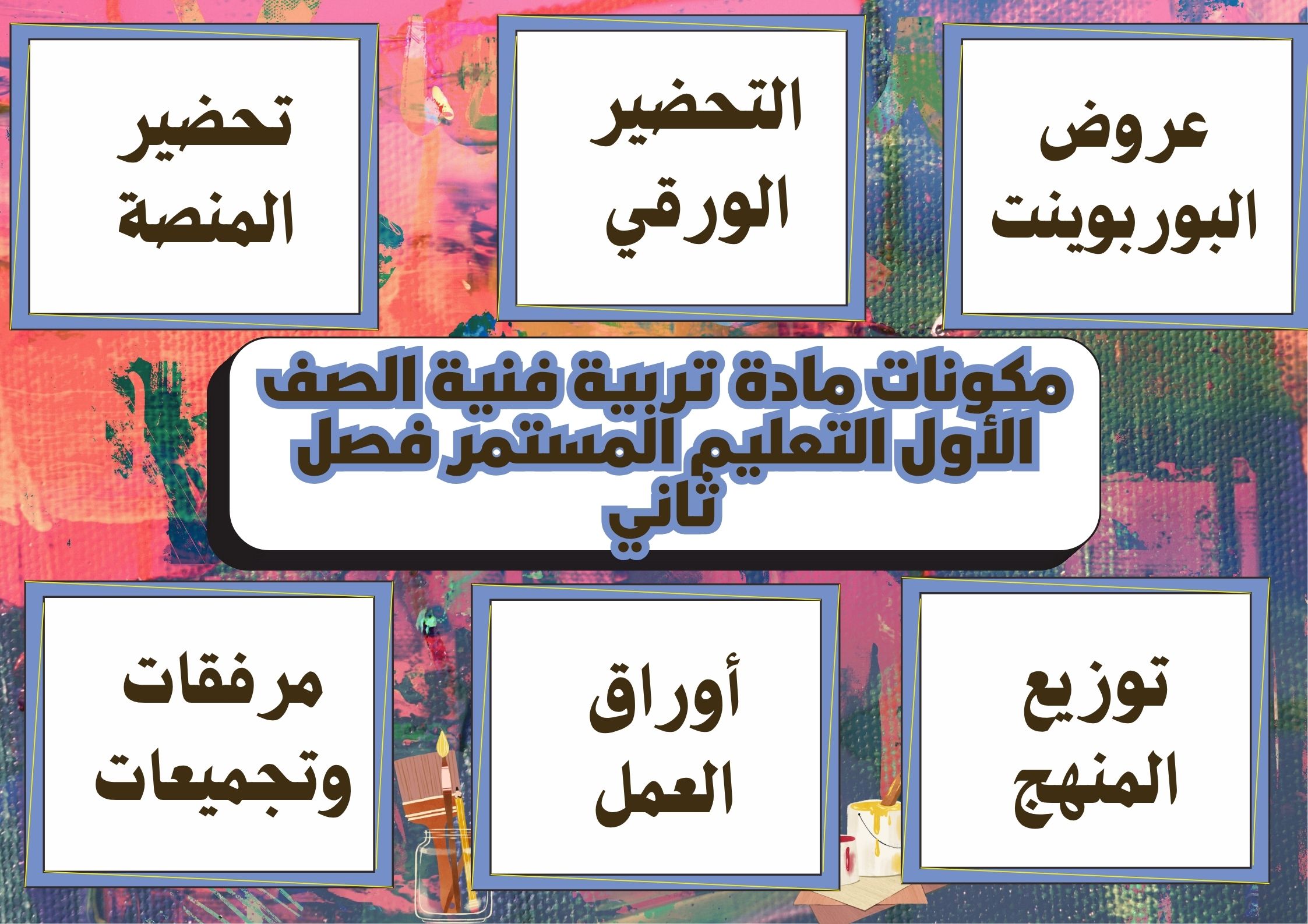 تحضير مادة تربية فنية الصف الأول التعليم المستمر فصل ثاني