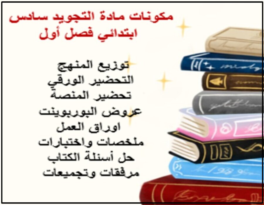 مكونات مادة التجويد سادس ابتدائي فصل أول