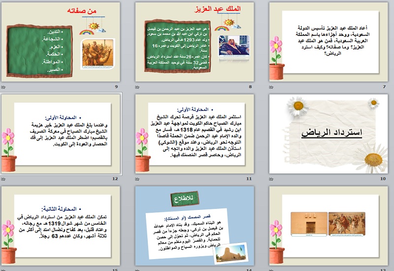 نموذج بوربوينت درس الملك عبدالعزيز للصف السادس الابتدائي